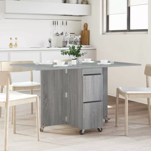 vidaXL Étkezőasztal 2 pcs 140 x 80 x 77 cm Szerelt Fa Szürke Sonoma