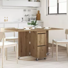   vidaXL Étkezőasztal 2 pcs 140 x 80 x 77 cm Szerelt Fa Kézműves Tölgy