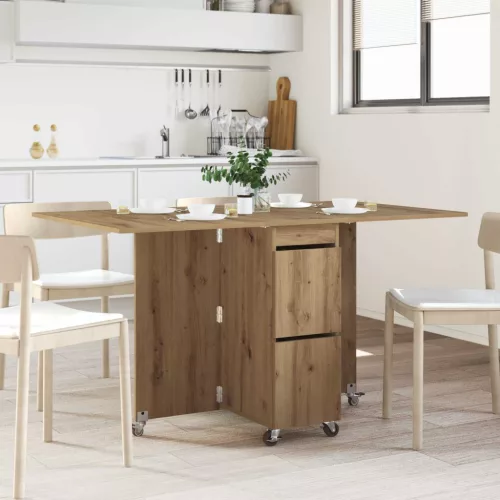 vidaXL Étkezőasztal 2 pcs 140 x 80 x 77 cm Szerelt Fa Kézműves Tölgy