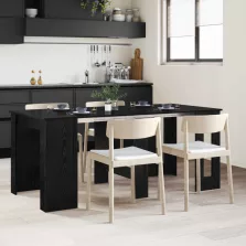   vidaXL Étkezőasztal 180 x 85 x 75 cm Szerelt Fa Fekete Tölgy
