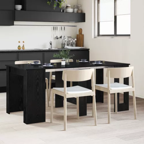 vidaXL Étkezőasztal 180 x 85 x 75 cm Szerelt Fa Fekete Tölgy