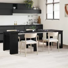   vidaXL Étkezőasztal 240 x 85 x 75 cm Szerelt Fa Fekete Tölgy