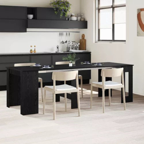 vidaXL Étkezőasztal 240 x 85 x 75 cm Szerelt Fa Fekete Tölgy