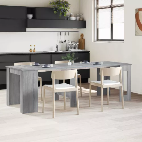 vidaXL Étkezőasztal 240 x 85 x 75 cm Szerelt Fa Szürke Sonoma
