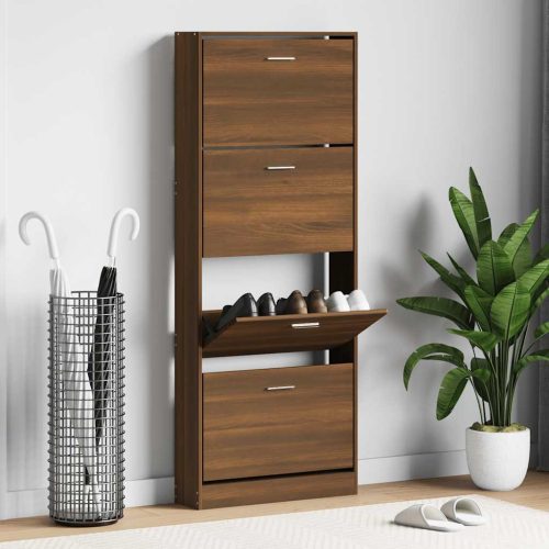 vidaXL barna tölgyszínű szerelt fa cipősszekrény 59 x 17 x 150 cm