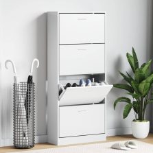 vidaXL fehér szerelt fa cipősszekrény 63x24x147 cm