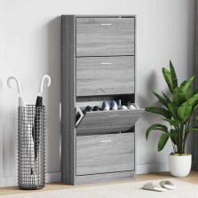   vidaXL szürke sonoma színű szerelt fa cipősszekrény 63x24x147 cm