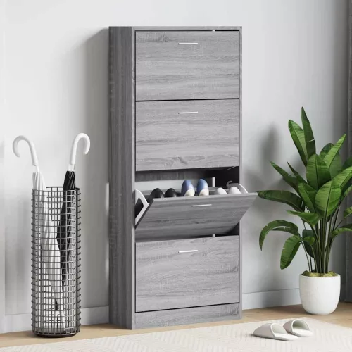 vidaXL szürke sonoma színű szerelt fa cipősszekrény 63x24x147 cm