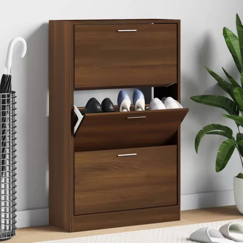 vidaXL barna tölgyszínű szerelt fa cipősszekrény 63x24x103 cm