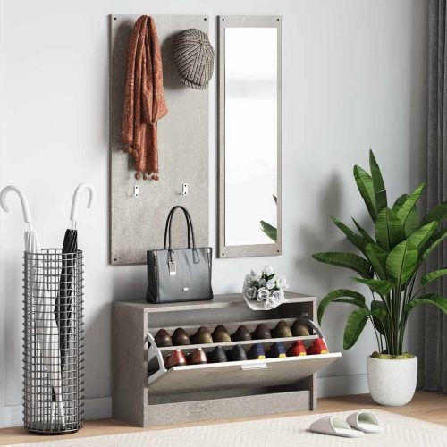 vidaXL 3 az 1-ben betonszürke szerelt fa cipőszekrény szett