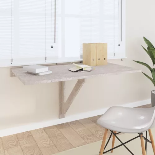 vidaXL betonszürke szerelt fa összecsukható fali asztal 100x60x56 cm