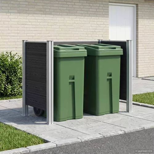 vidaXL Hulladék Gyűjtő Kerítés Szürke 161 x 85 x 115 cm