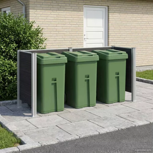 vidaXL Hulladék Gyűjtő Kerítés Szürke 237 x 85 x 115 cm