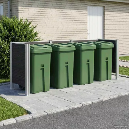 vidaXL Hulladék Gyűjtő Kerítés Szürke 315 x 85 x 115 cm