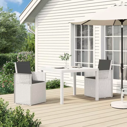 vidaXL Kert étkező szett párnával 3 pcs Fehér és Antracitszürke PP