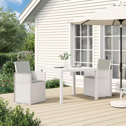 vidaXL Kert étkező szett párnával 3 pcs Fehér és Világosszürke PP