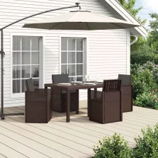   vidaXL Kert étkező szett párnával 5 pcs Barna és Antracitszürke PP