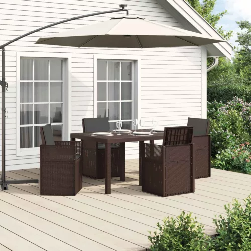 vidaXL Kert étkező szett párnával 5 pcs Barna és Antracitszürke PP