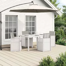   vidaXL Kert étkező szett párnával 5 pcs Fehér és Világosszürke PP