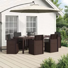   vidaXL Kert étkező szett párnával 7 pcs Barna és Antracitszürke PP