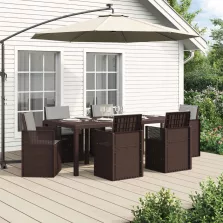   vidaXL Kert étkező szett párnával 7 pcs Barna és Világosszürke PP