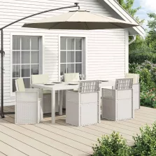   vidaXL Kert étkező szett párnával 7 pcs Fehér és Krém színű PP