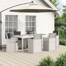   vidaXL Kert étkező szett párnával 7 pcs Fehér és Antracitszürke PP