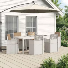   vidaXL Kert étkező szett párnával 7 pcs Fehér és Tópszínú PP
