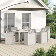   vidaXL Kert étkező szett párnával 7 pcs Fehér és Világosszürke PP