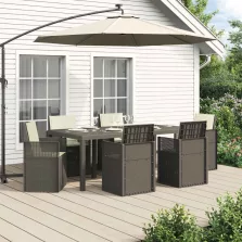   vidaXL Kert étkező szett párnával 7 pcs Világosszürke és Krém PP