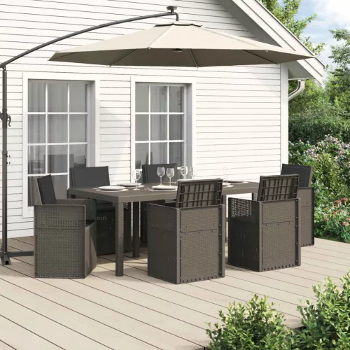 vidaXL Kert étkező szett 7 pcs Világosszürke és Antracitszürke PP