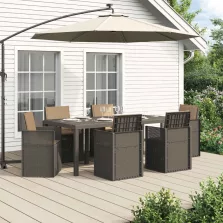   vidaXL Kert étkező szett párnával 7 pcs Világosszürke és Taupe PP