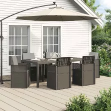   vidaXL Kert étkező szett párnával 7 pcs Világosszürke PP