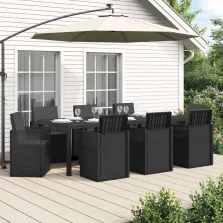   vidaXL Kert étkező szett párnával 9 pcs Antracitszürke PP