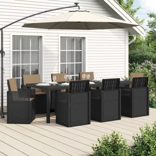 vidaXL Kert étkező szett párnával 9 pcs Antracitszürke és Tópszínű PP