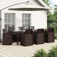   vidaXL Kert étkező szett párnával 9 pcs Barna és Antracitszürke PP