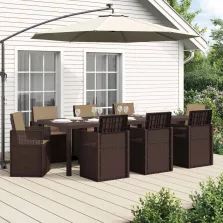   vidaXL Kert étkező szett párnával 9 pcs Barna és Tópszínű PP