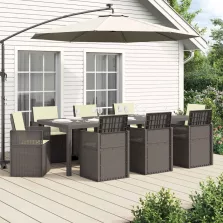   vidaXL Kert étkező szett párnával 9 pcs Világosszürke és Krém PP