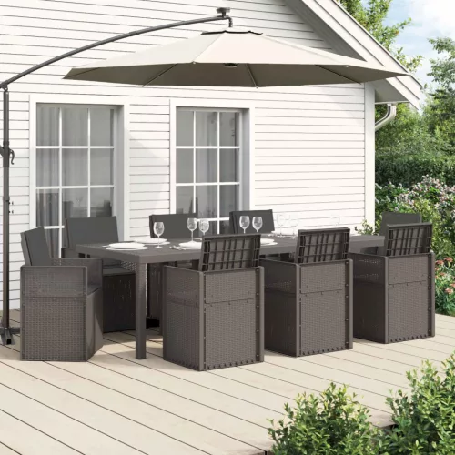 vidaXL Kert étkező szett 9 pcs Világosszürke és Antracitszürke PP