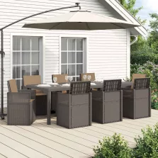   vidaXL Kert étkező szett párnával 9 pcs Világosszürke és Taupe PP