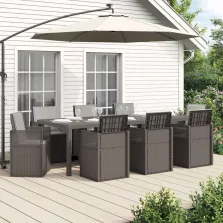   vidaXL Kert étkező szett párnával 9 pcs Világosszürke PP