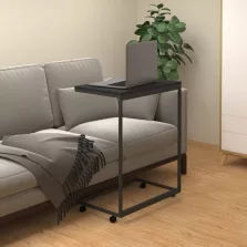 vidaXL fekete szerelt fa kisasztal kerekekkel 55x35x70 cm