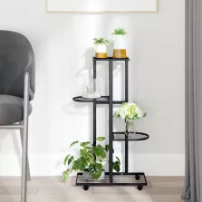   vidaXL 4 szintes fekete vas virágtartó állvány kerekekkel 44x23x80 cm