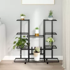   vidaXL fekete vas virágtartó állvány kerekekkel 94,5 x 24,5 x 91,5 cm