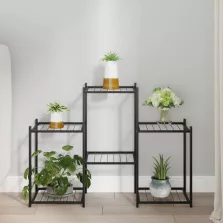 vidaXL fekete vas virágtartó állvány 83 x 25 x 60 cm