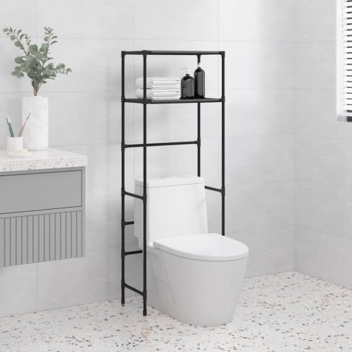 vidaXL 2 szintes fekete vas WC feletti tárolóállvány 53,5x28x143 cm