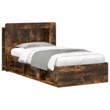   vidaXL Ágykeret tárolóval Füstös Tölgy 80 x 200 cm Szerelt Fa