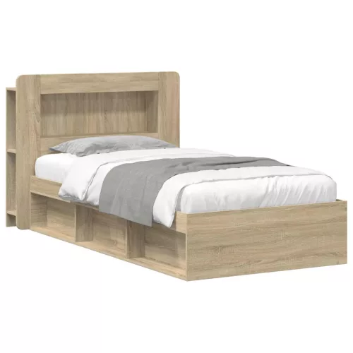 vidaXL Ágykeret tárolóval Sonoma Tölgy 80 x 200 cm Szerelt Fa