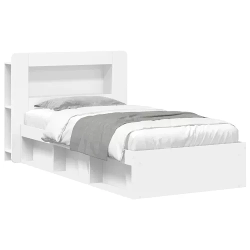 vidaXL Ágykeret tárolóval fejtámlával Fehér 80 x 200 cm Szerelt Fa