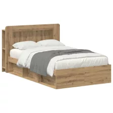   vidaXL Ágykeret tárolóval Kézműves Tölgy 120 x 200 cm Szerelt Fa